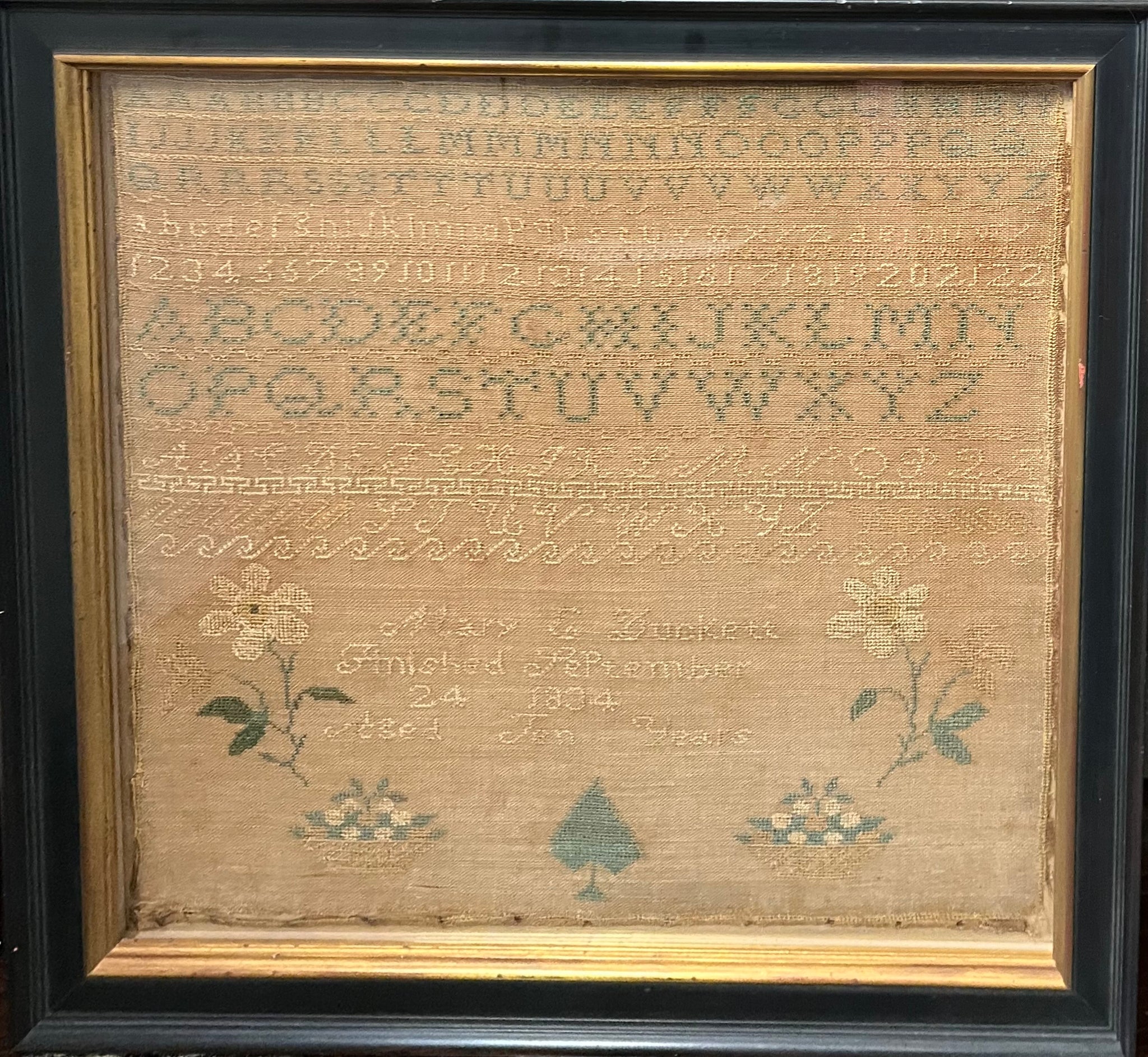 American Needlework Sampler, 1834 – Heirloom Artifacts