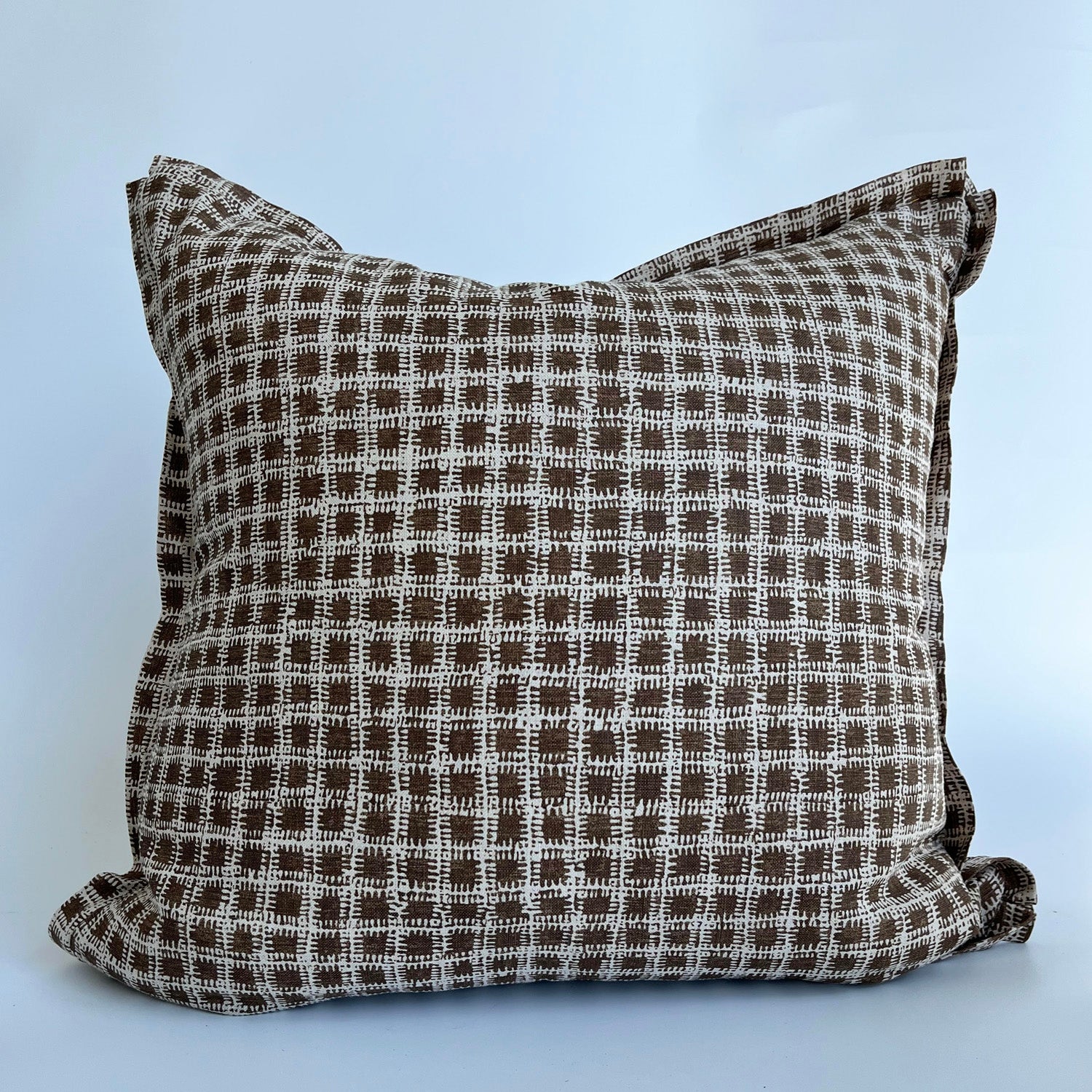 Brown Gingham Custom Pillow