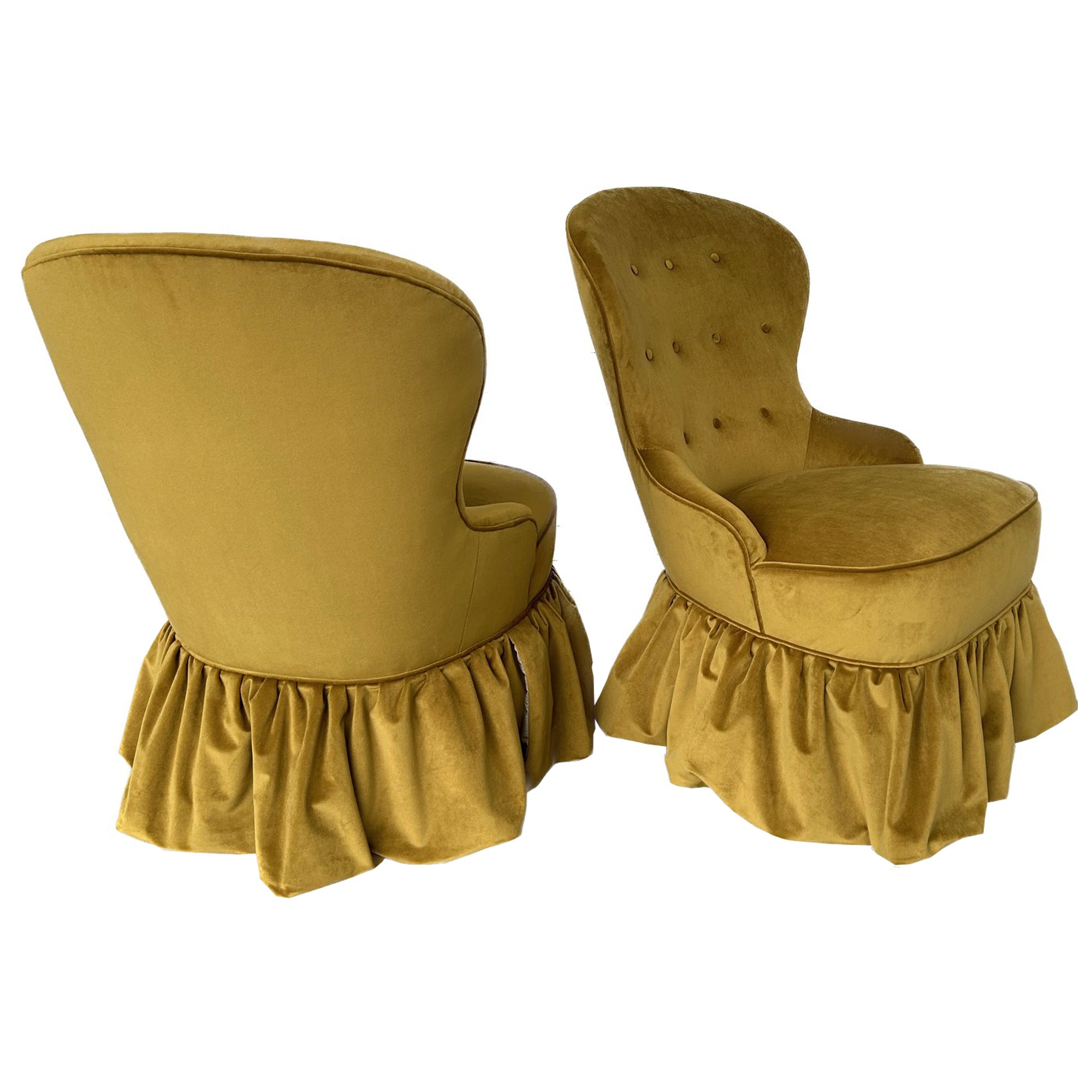 Antique Velvet Chairs, Pair